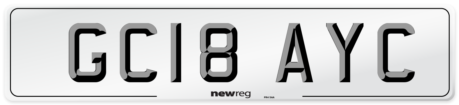 GC18 AYC Number Plate from New Reg